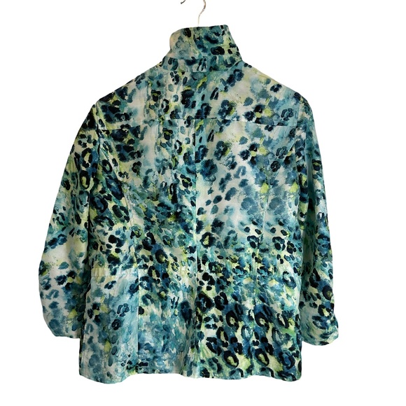 Chico’s Size 1 Blue, Navy, Lime Blazer Windbreaker Cinch-able Jacket w/ Pockets - Picture 6 of 6